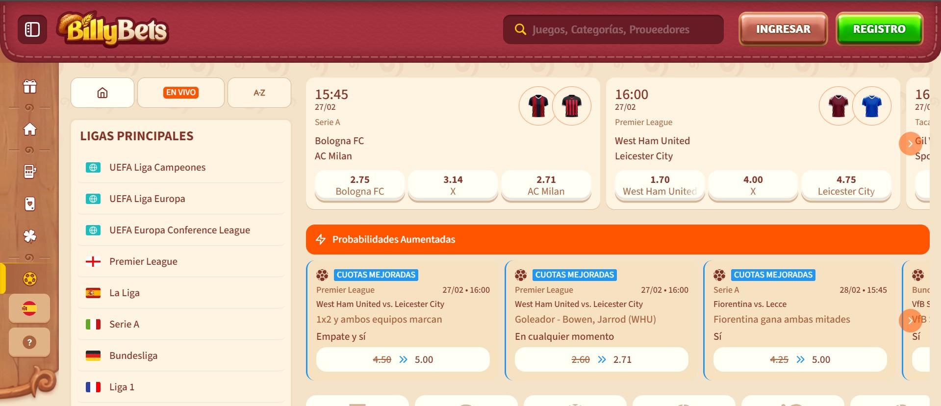 Billybets apuestas deportivas