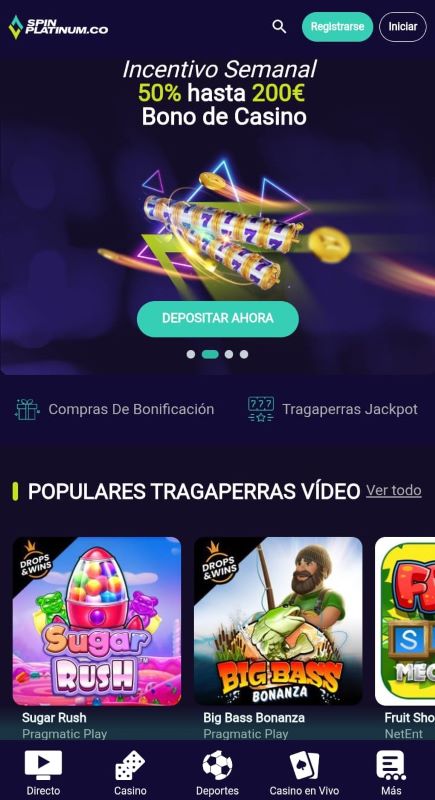 Página principal del Casino Spinplatinum