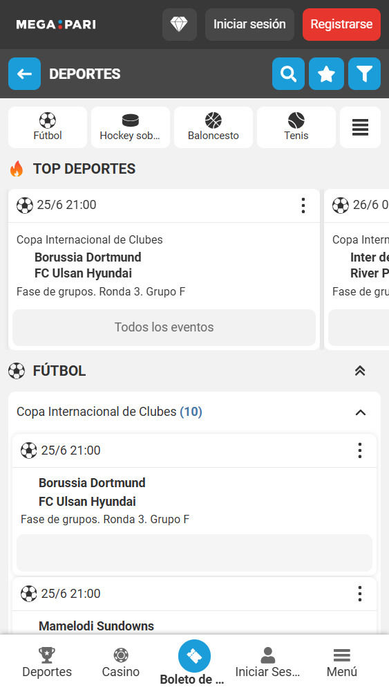 Megapari deportes y altas cuotas