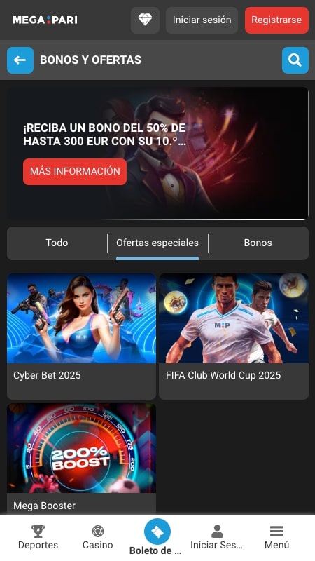 Megapari casa de apuestas con bono sin depósito