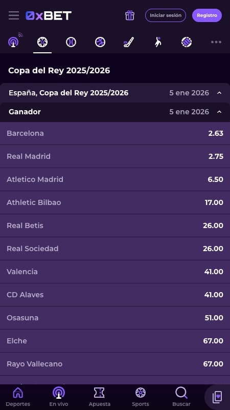 0xBet - Casa de apuestas para la Copa del Rey 2025-26