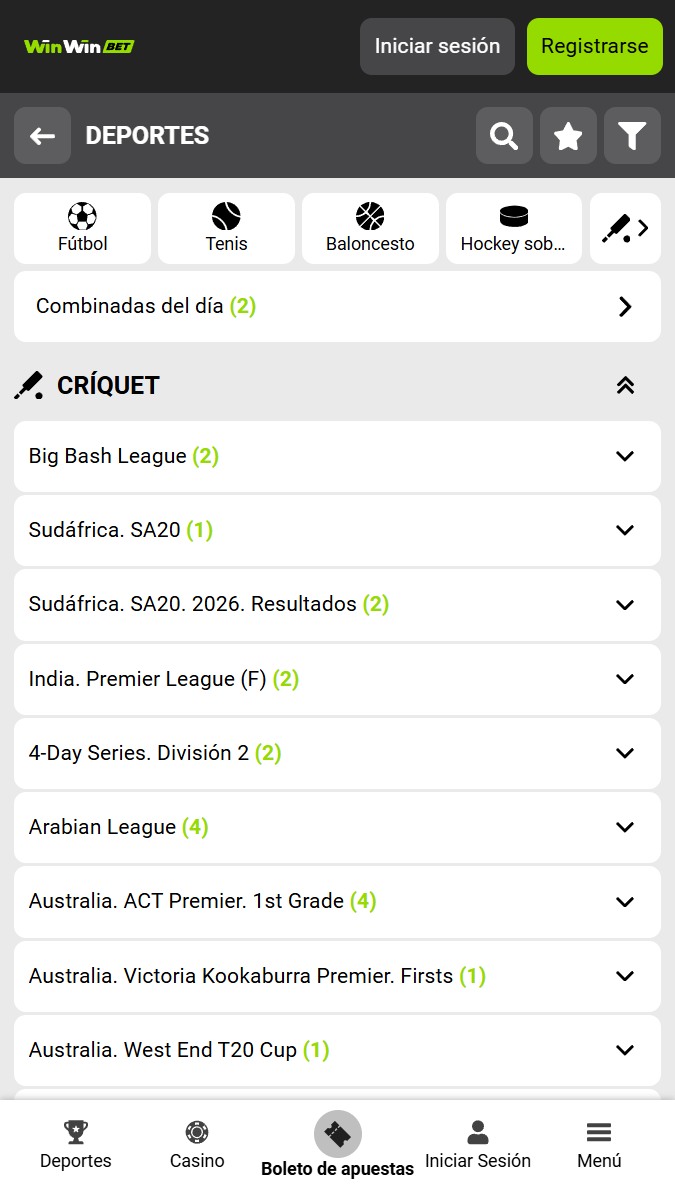 Ligas de cricket apuestas online