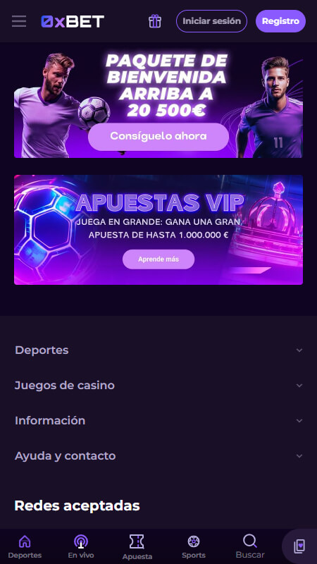 0xBet Bookmaker sport bonuses