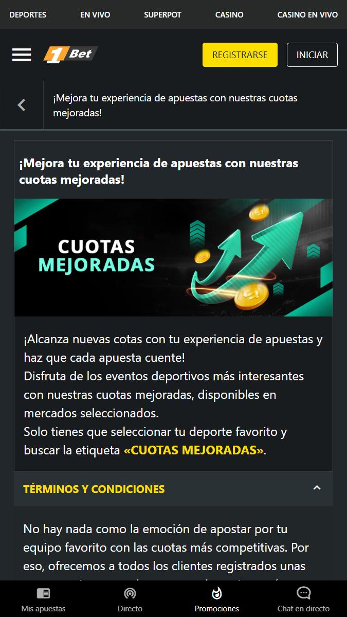 Cuotas para apuestas más eficientes en 1Bet