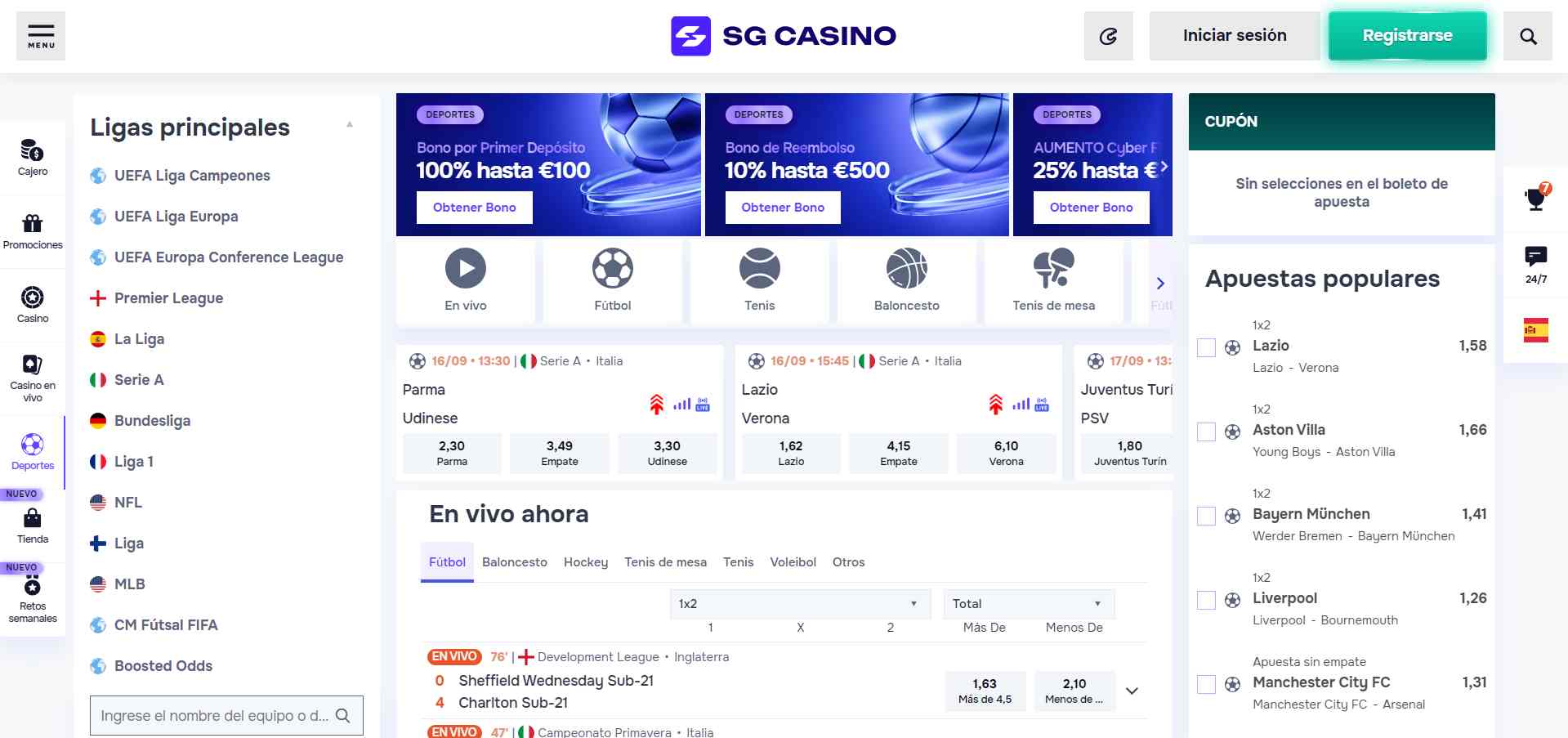 Proceso de registro en SGCasino: Abrir el sitio web oficial