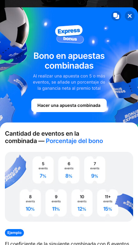 Bono en apuestas combinadas en 1Win 