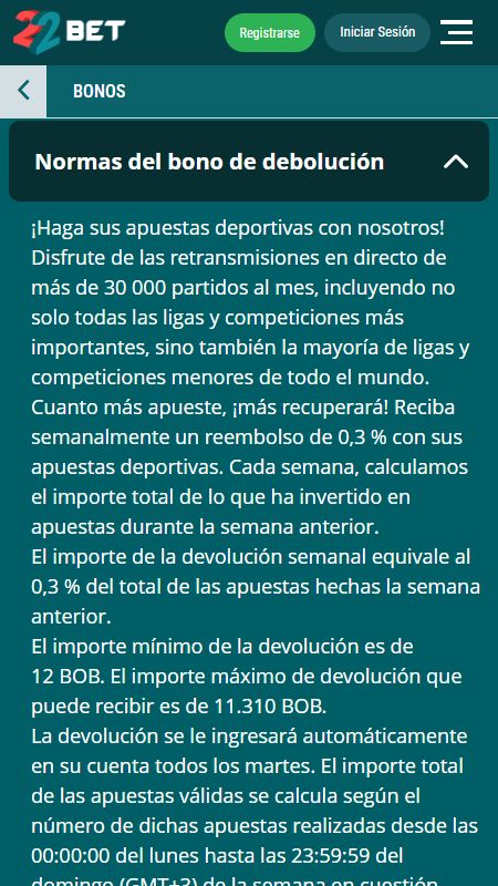 terminos y condiciones recuperacion en 22bet