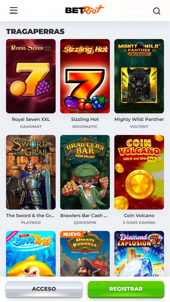 Juegos de tragaperras populares en BetRiot