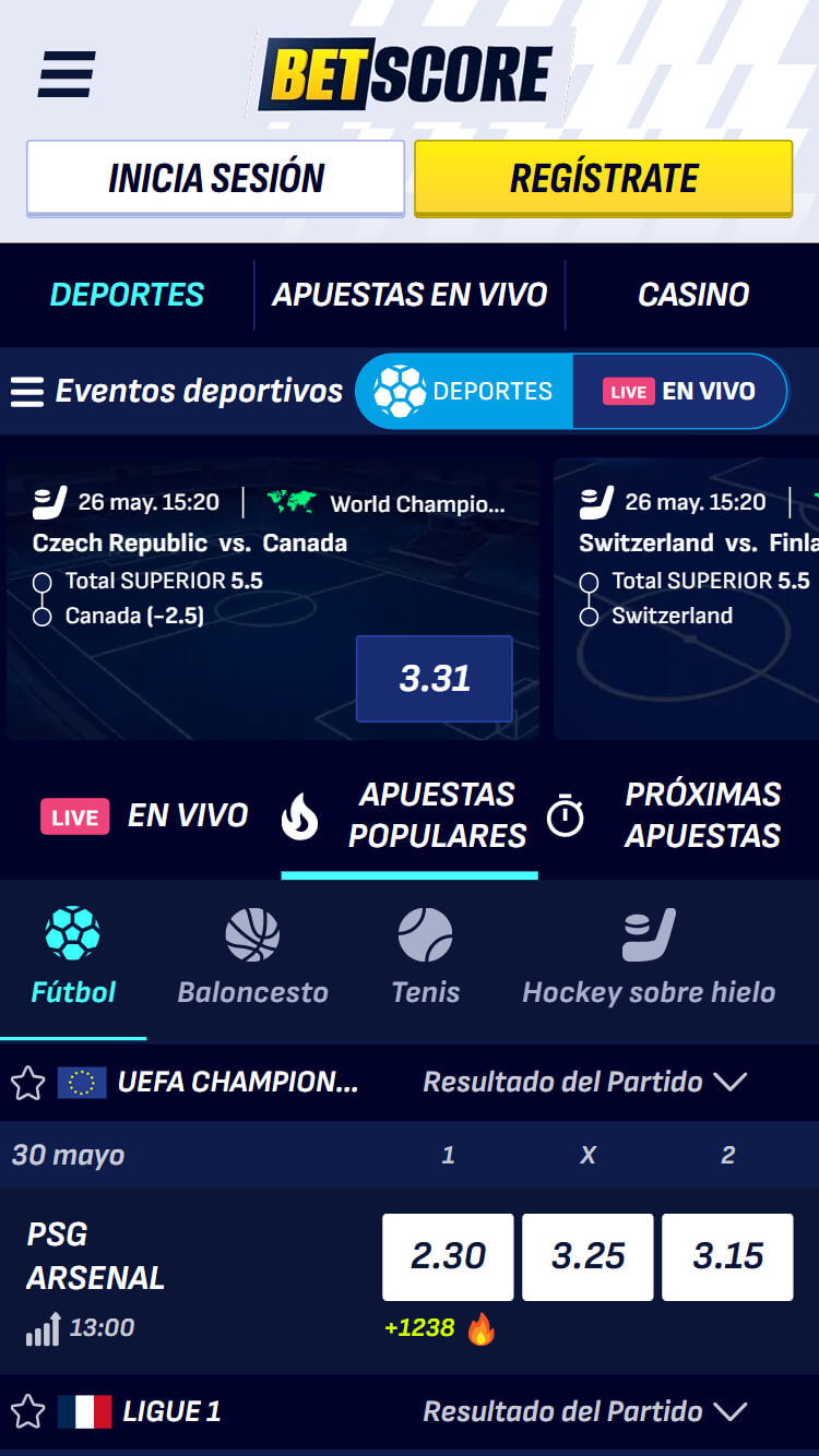 Apuestas deportivas en Betscore