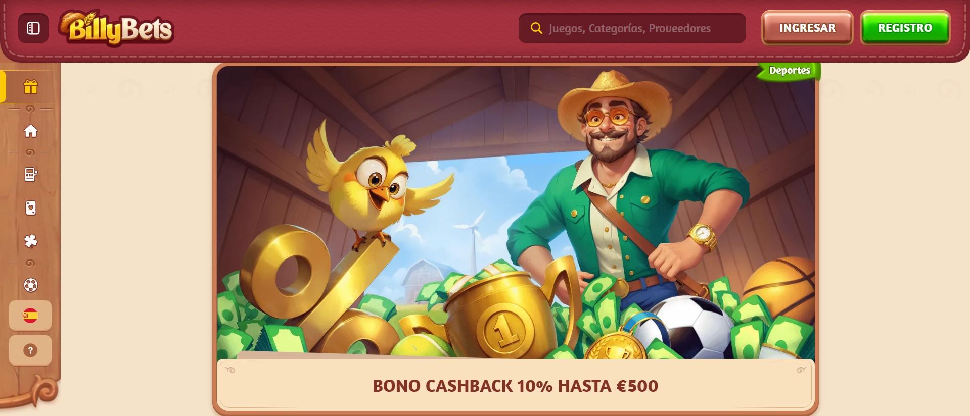 Billybets bono de cashback