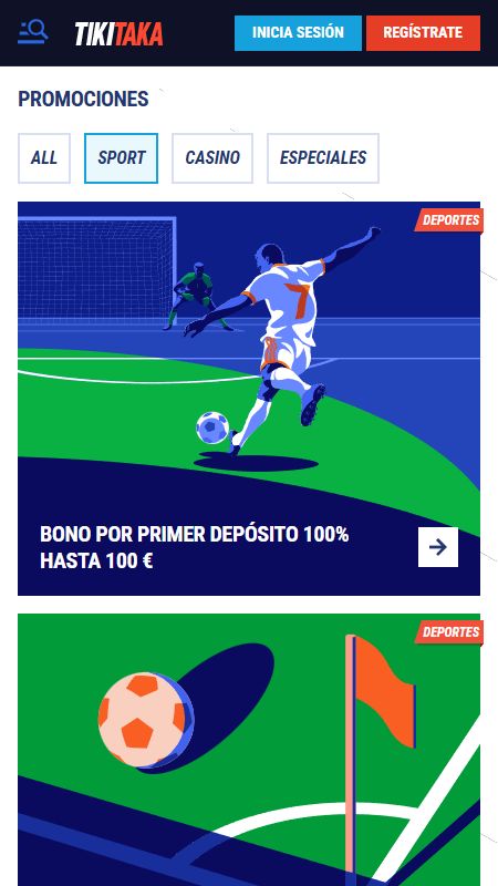 Página de promociones en Tikitaka