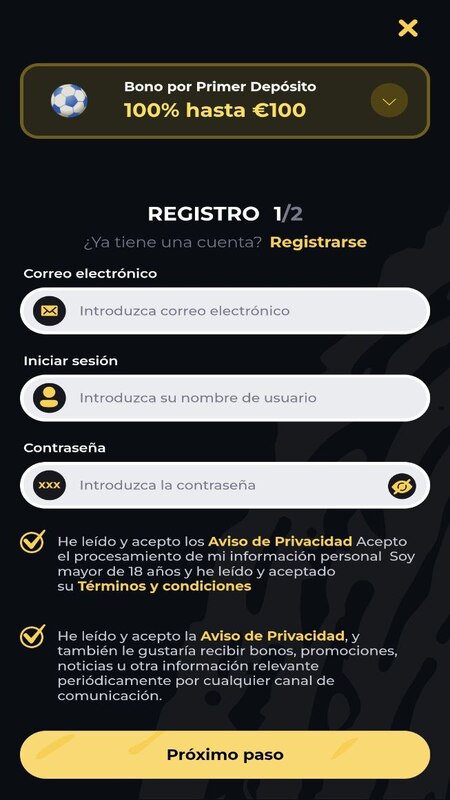 Formulario de registro Cómo registrarse en Boomerang Casino