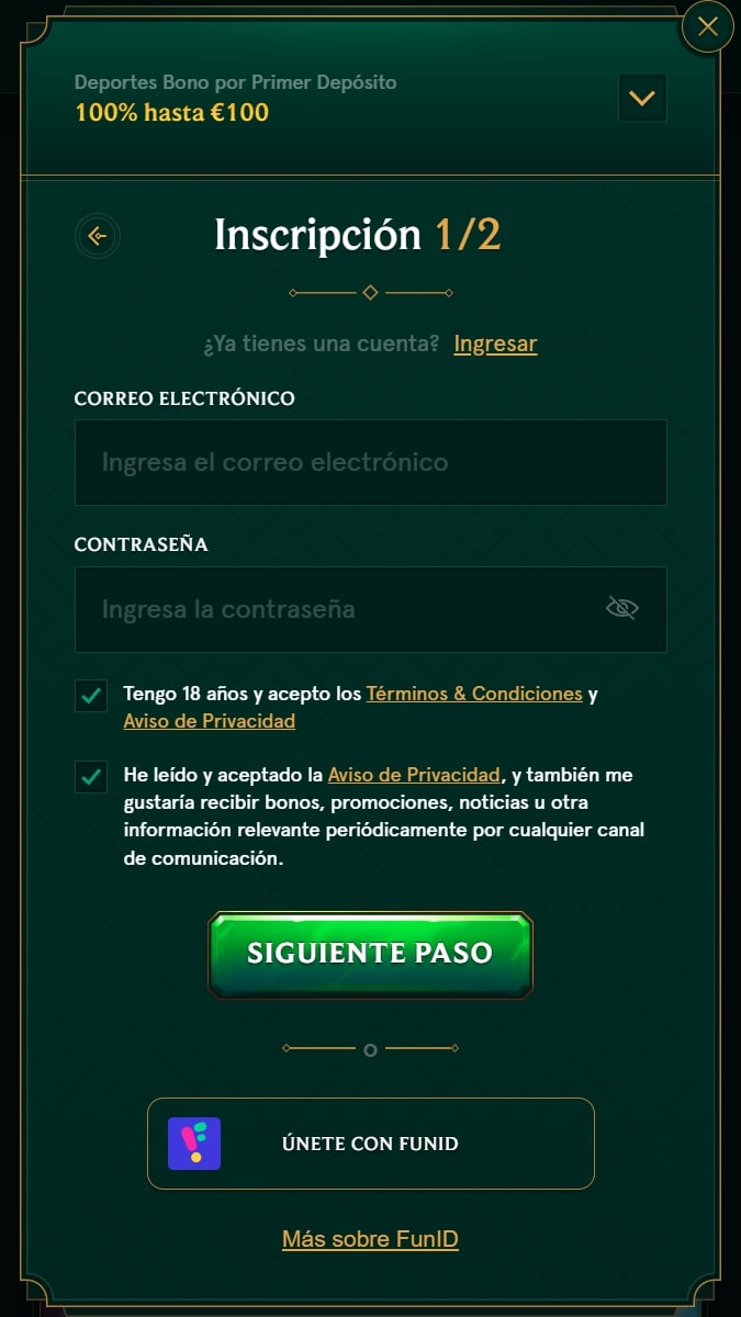Cómo registrarse en Casinia España