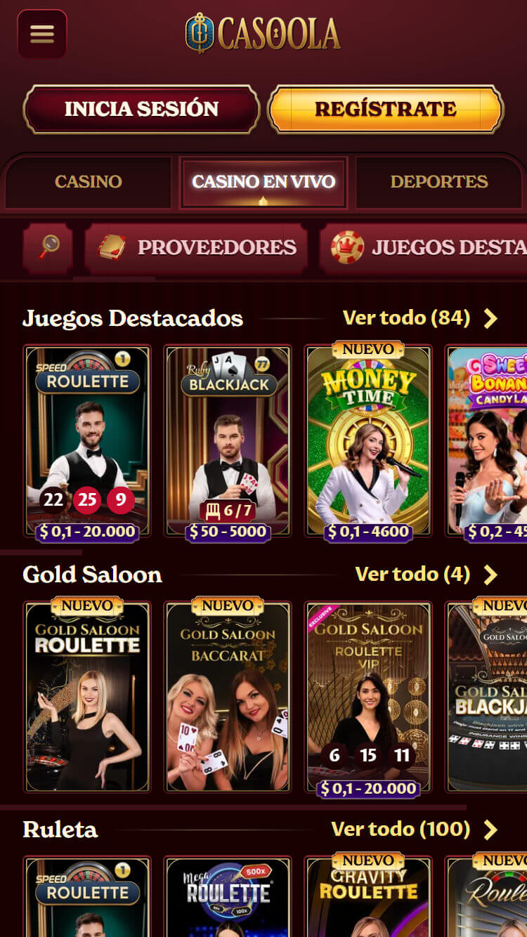 Casoola casino en vivo