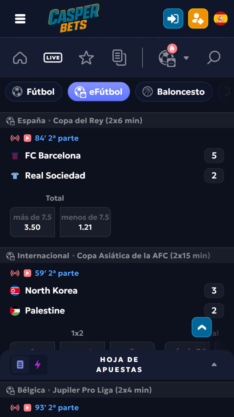 CasperBets apuestas en directo