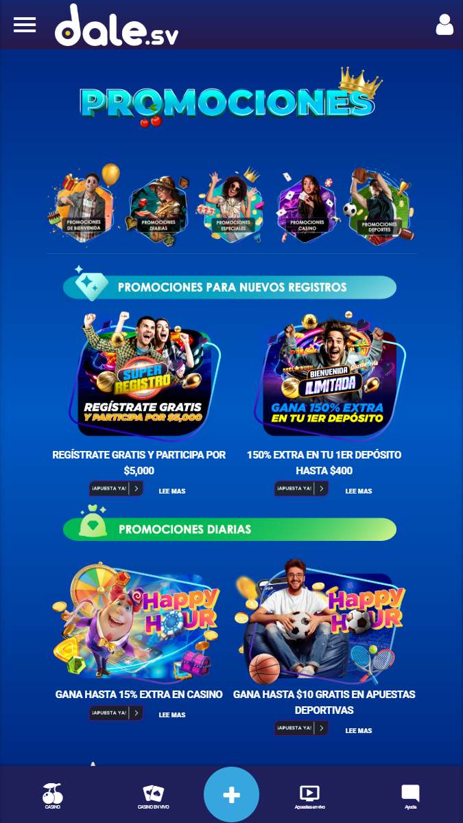 Ofertas de bienvenida en Dale