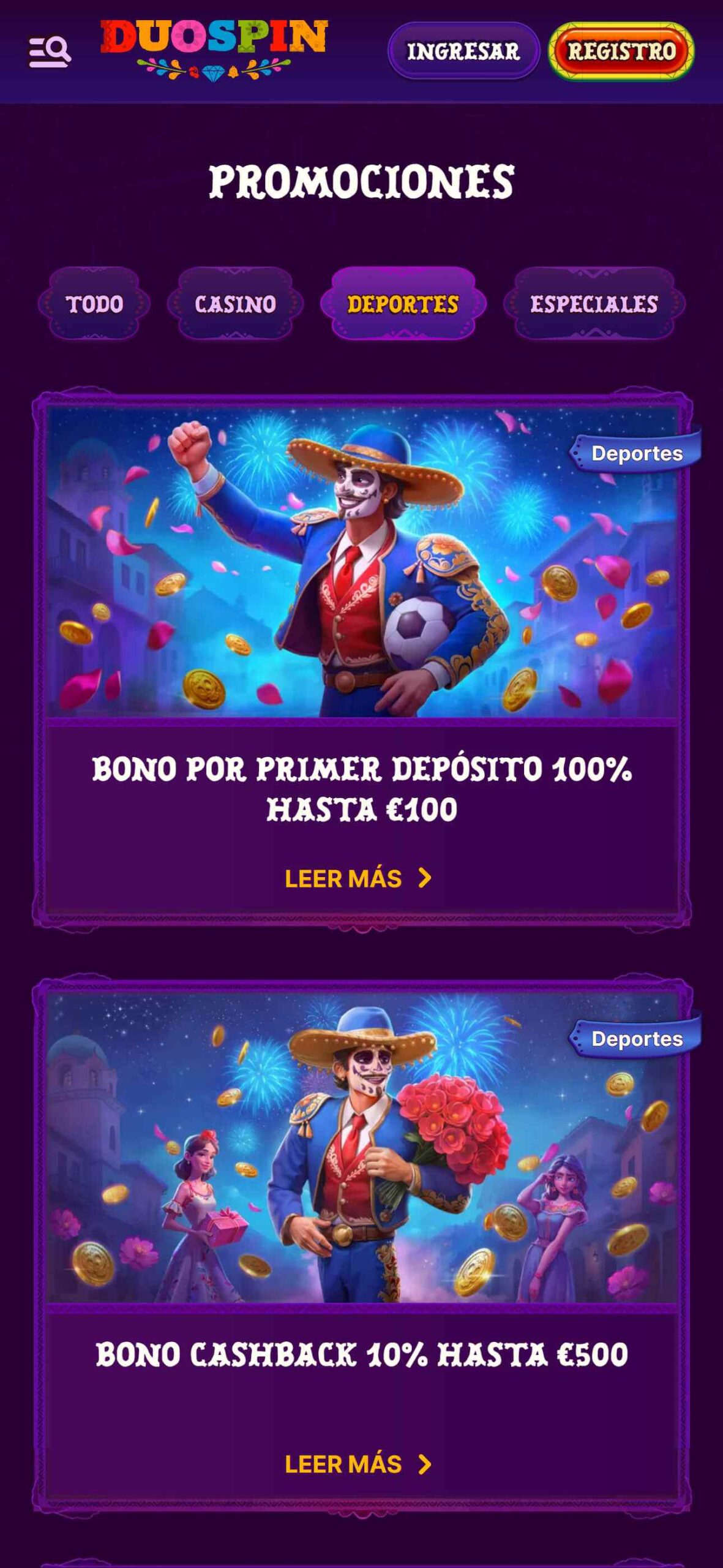 Bonos y promociones de Duospin