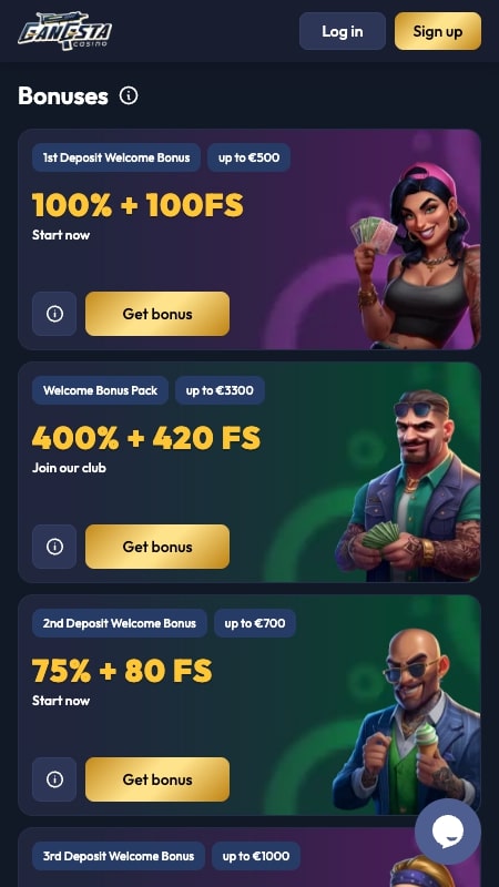 Bonos y promociones de Gangsta