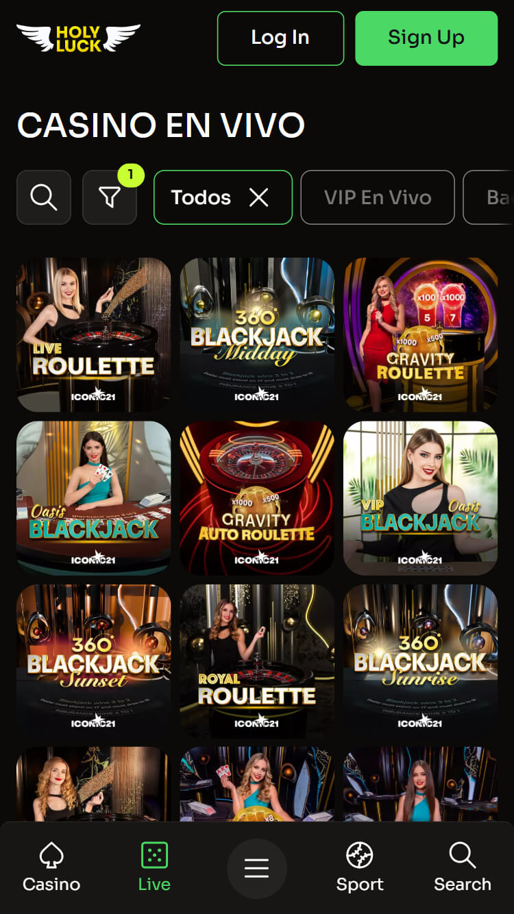 HolyLuck Casino en vivo