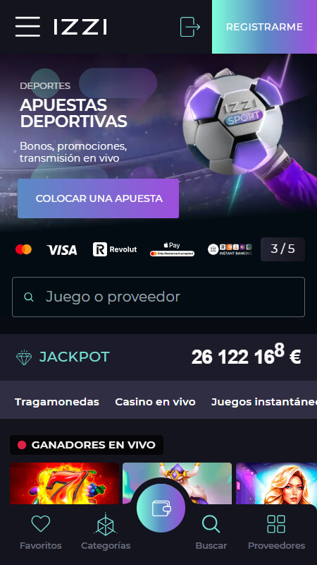 Izzi main page
