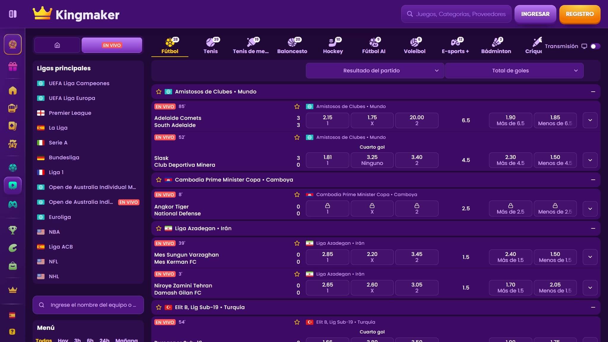 Kingmaker Bookmaker Live Sport Betting Spain, apuestaes.net