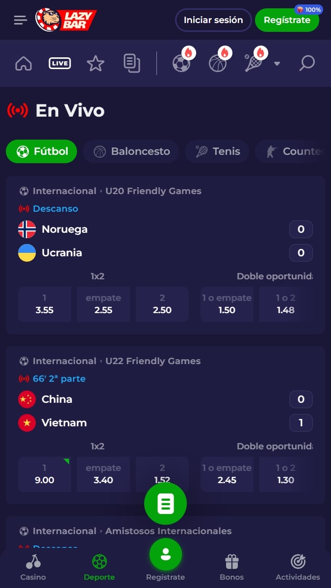 Amistosos internacionales Apuestas en vivo disponibles en Lazybar