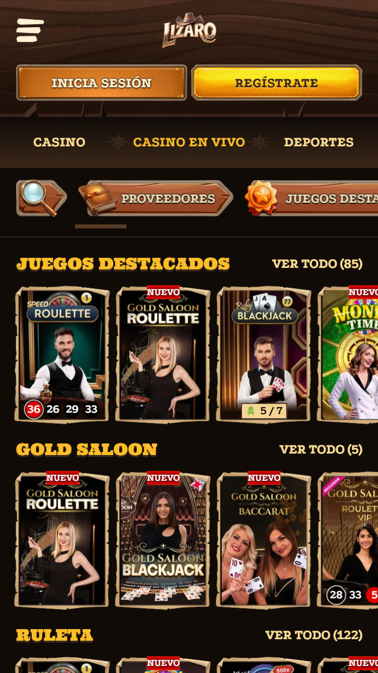 Lizaro juegos de casino en vivo