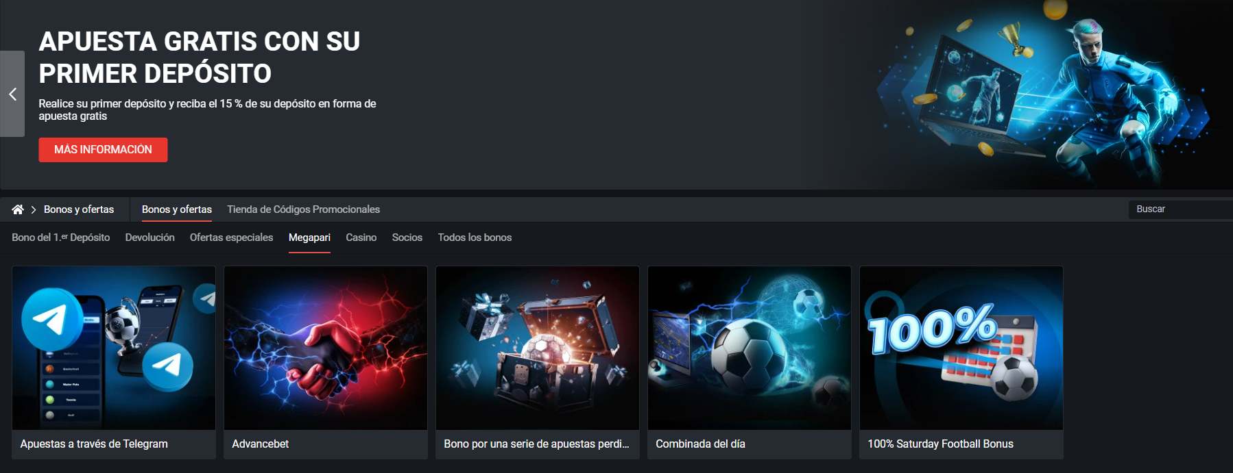 Bonos de apuestas de Megapari
