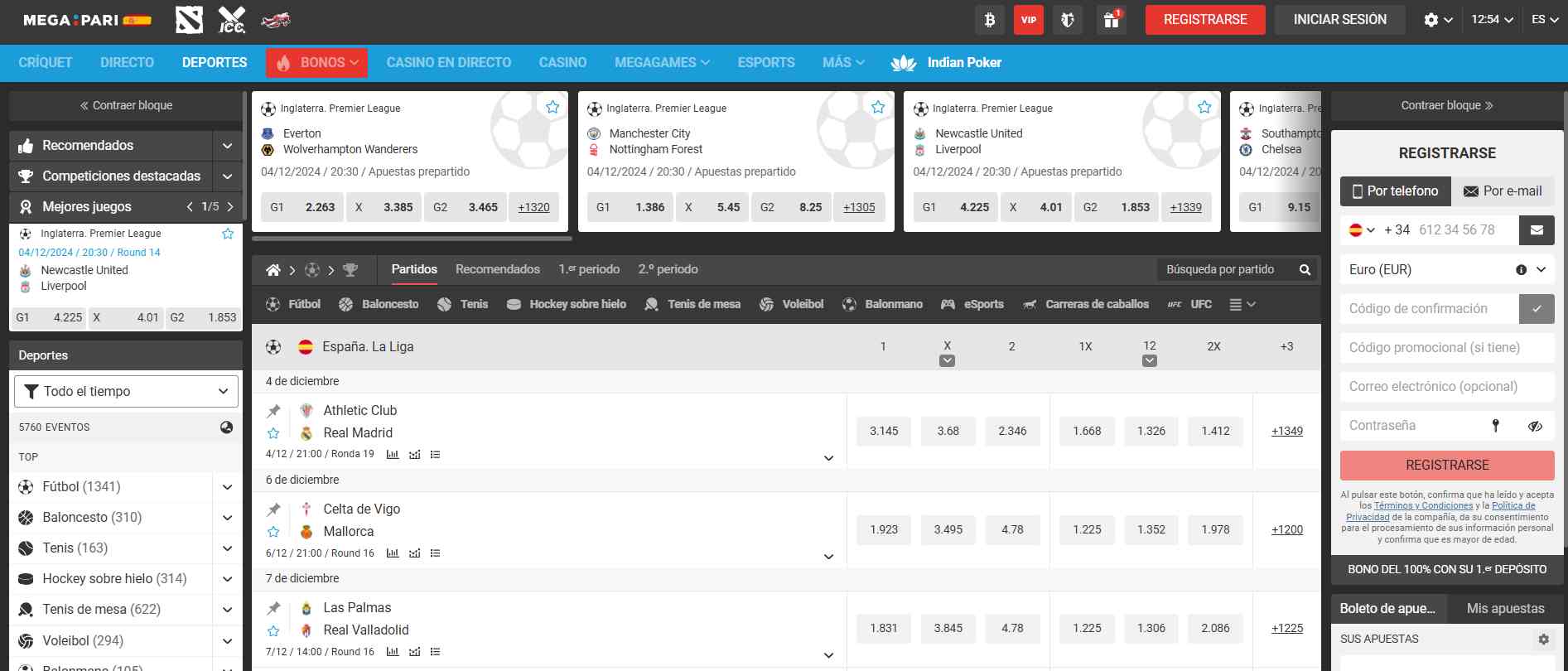 Apuestas de LaLiga España en Megapari