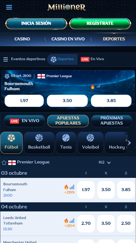 Millioner sport betting