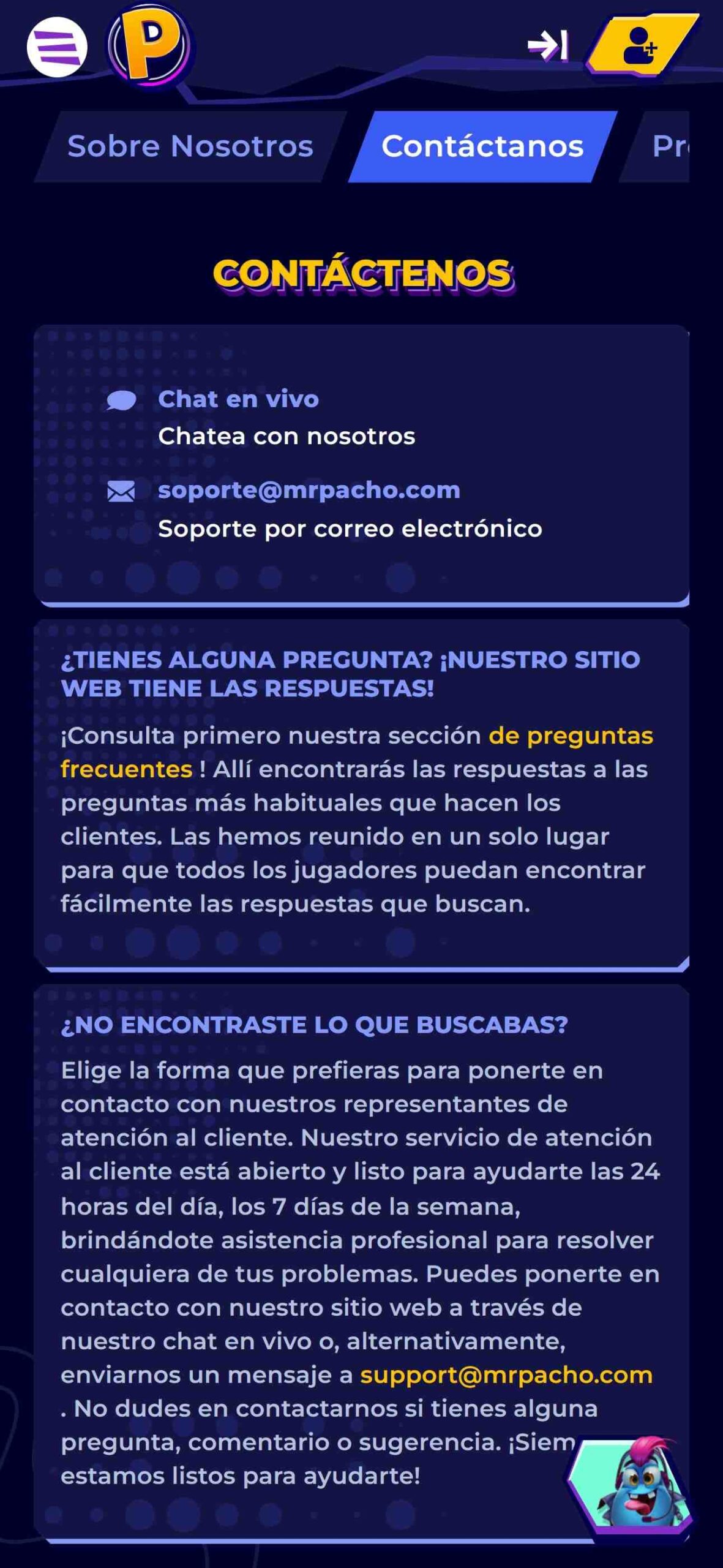 MrPacho Bookmaker Support Spain (mobile), apuestaes.net