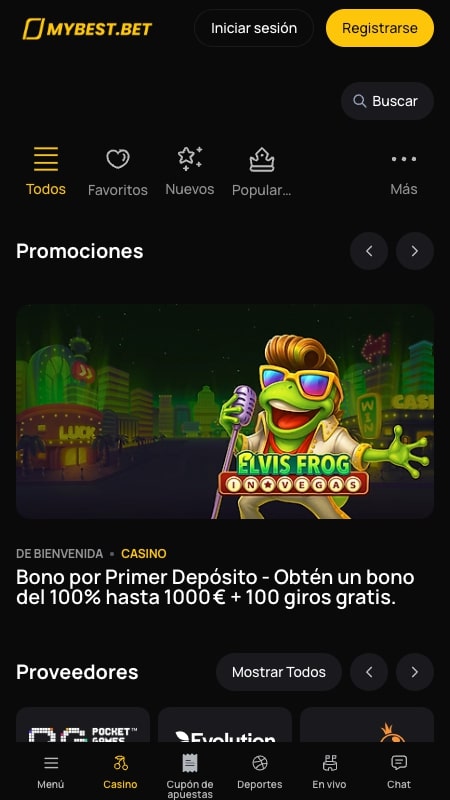 Página principal del casino MyBest
