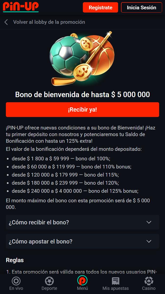 Bono para nuevos usuarios de Pin-up Chile