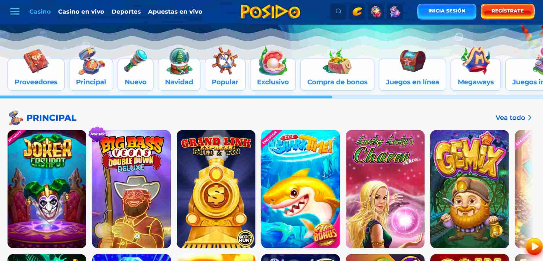 Interfaz del casino de Posido