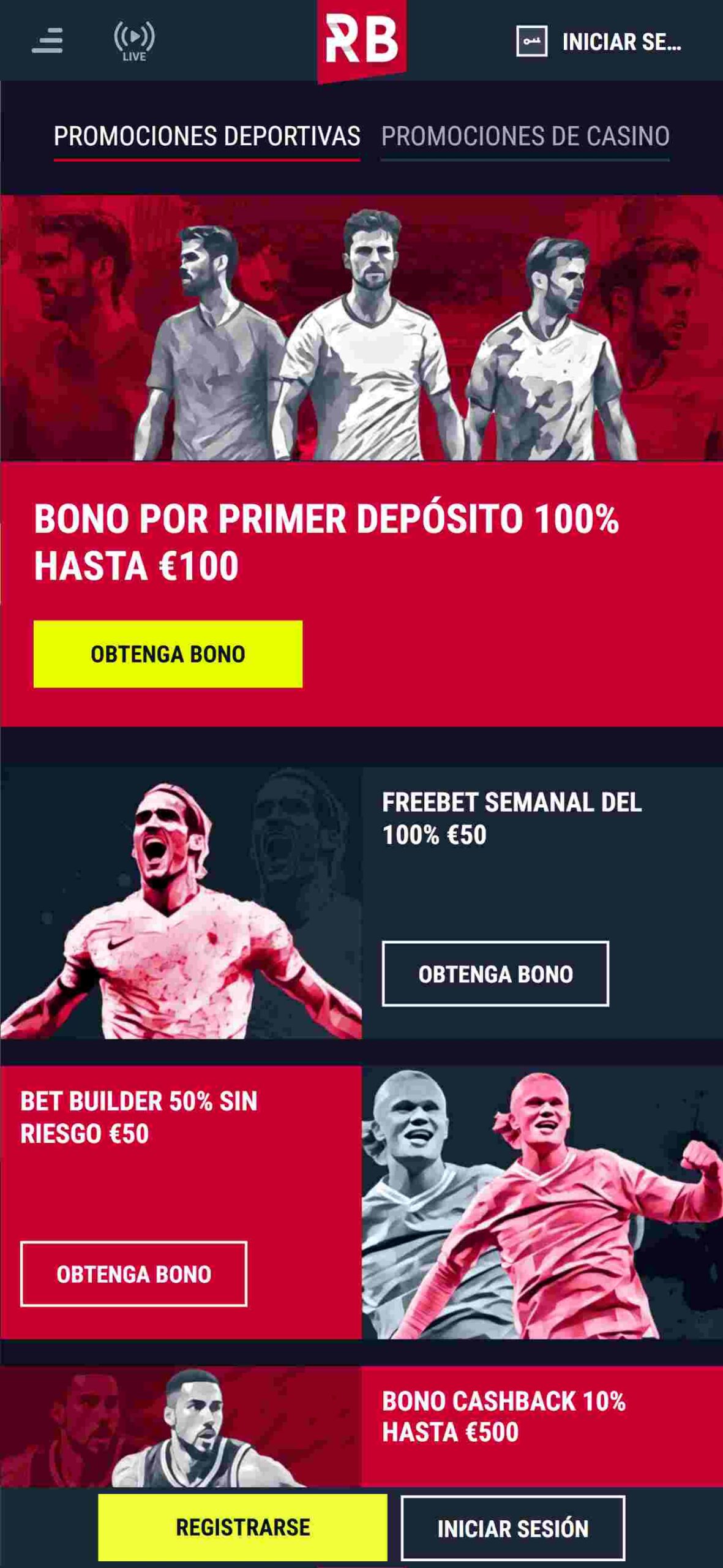 Bonos y promociones de Rabona