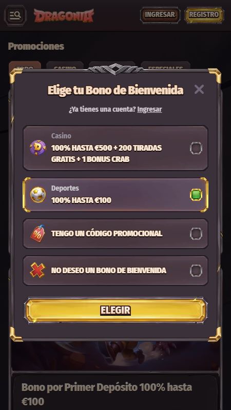 Crear una cuenta en Dragonia
