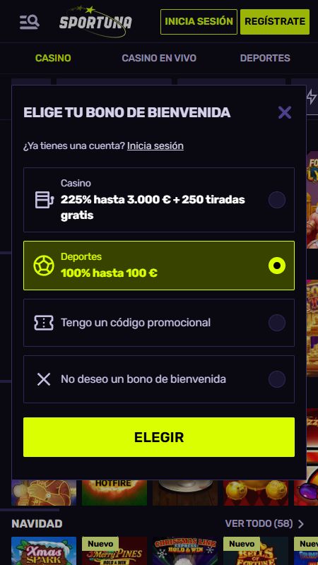 Crear una cuenta en Sportuna