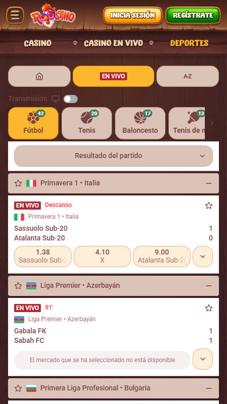 Roostino casa de apuestas en vivo