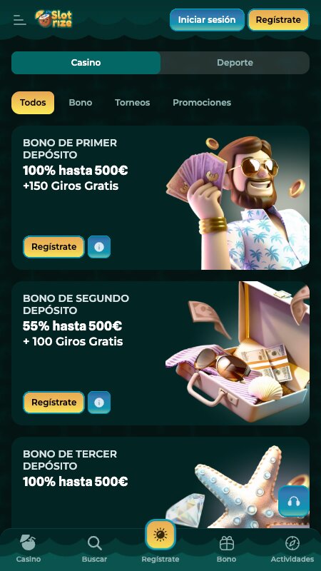 Bonos y promociones de Slotrize