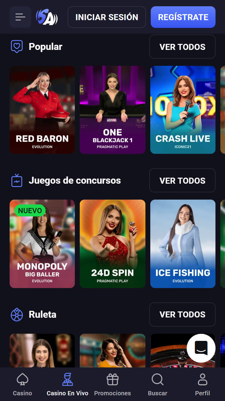 Spinaura juegos de casino en vivo
