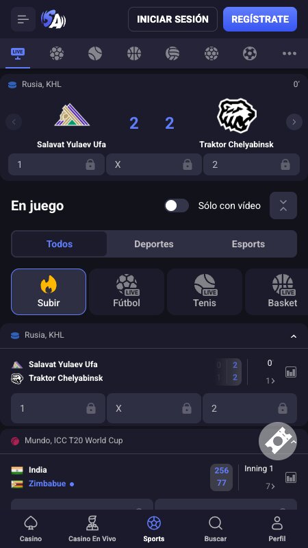 Interfaz de apuestas en vivo de SpinAura