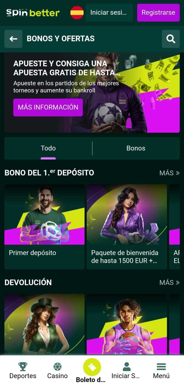 Bonos y promociones de Spinbetter