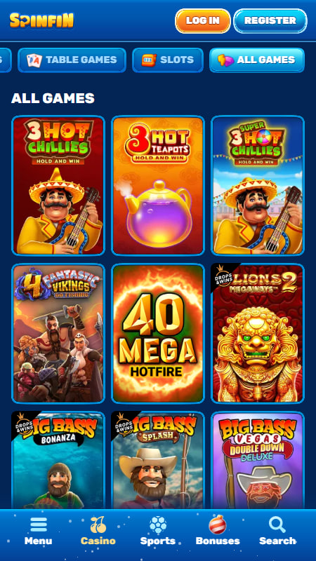 Spinfin Juegos de casino 
