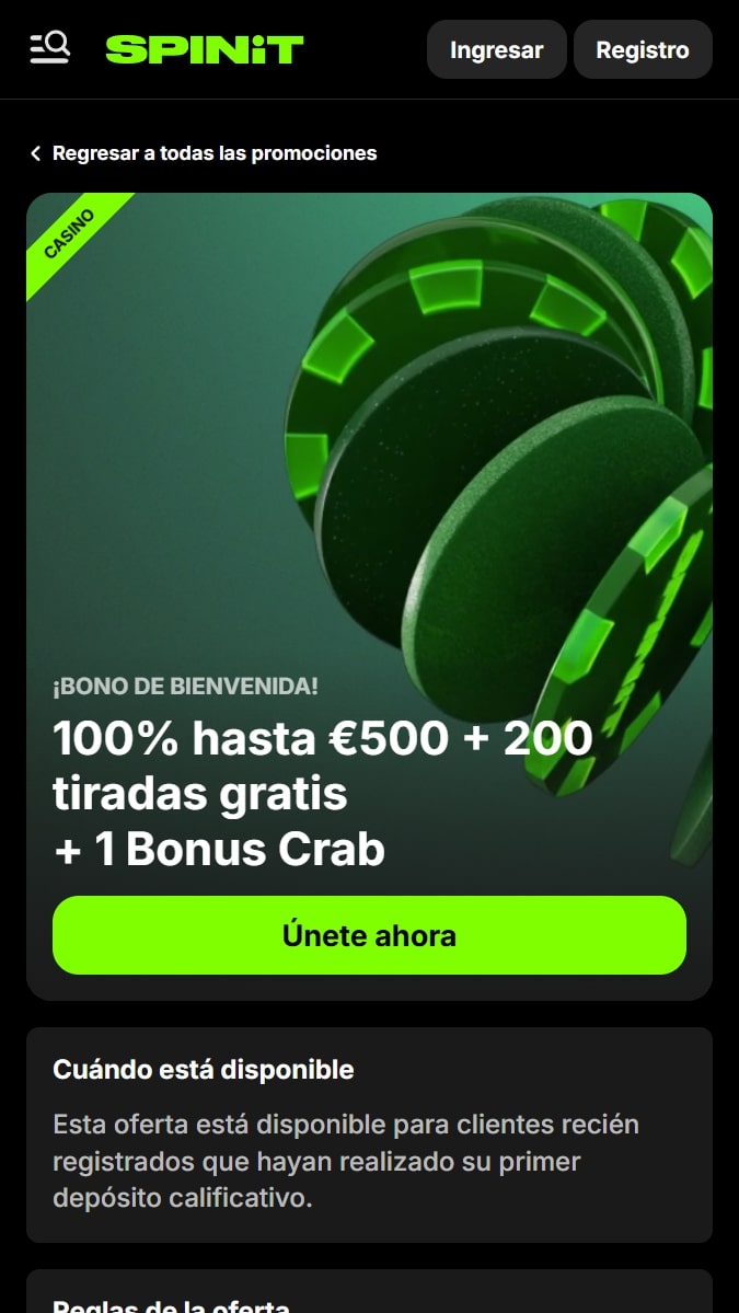 Bonos y promociones de Spinit Casino