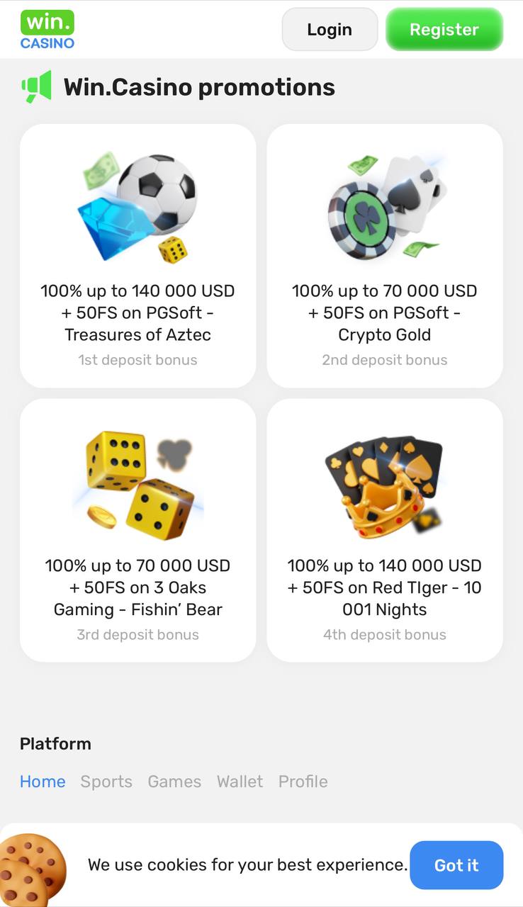 Bonos y promociones de Wincasino