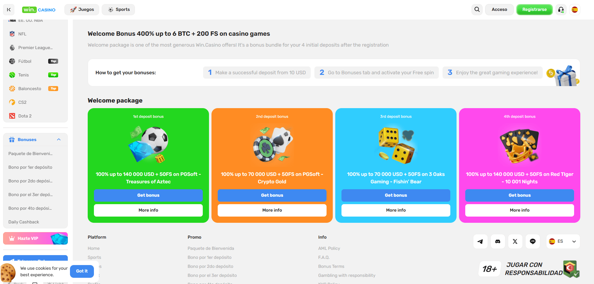 Bonos y promociones de Wincasino