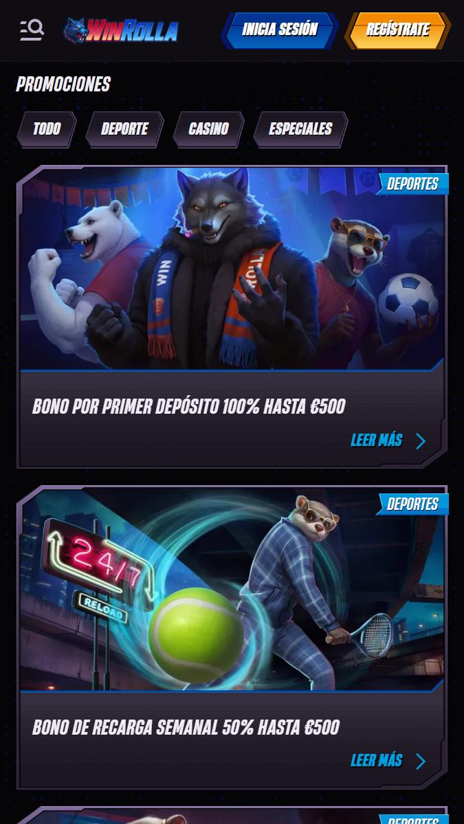 Bonos y promociones disponibles en Winrolla apuestas deportivas