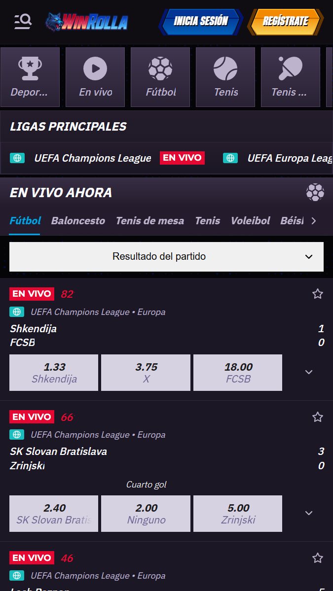 Apuestas en directo con mejores cuotas Winrolla