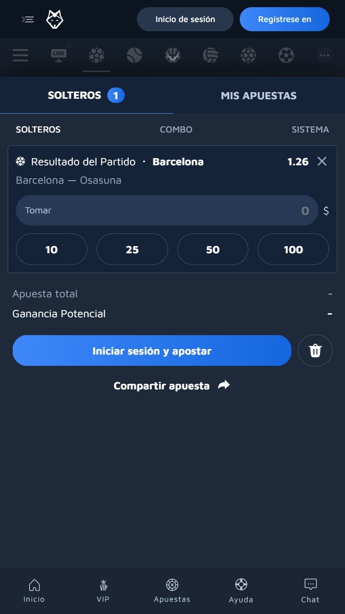 Apuesta al ganador Cómo hacer una apuesta en Wolfbet