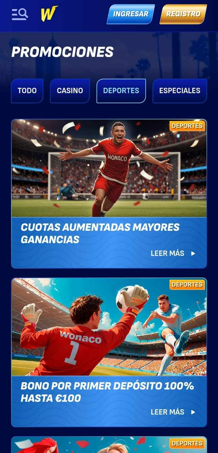 Bonos y promociones de Wonaco